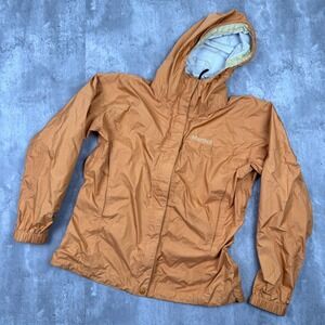 Marmot PreCip Jacket Womens Medium Orange Lightweight Hooded Rain Coat